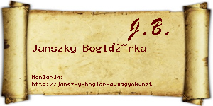 Janszky Boglárka névjegykártya